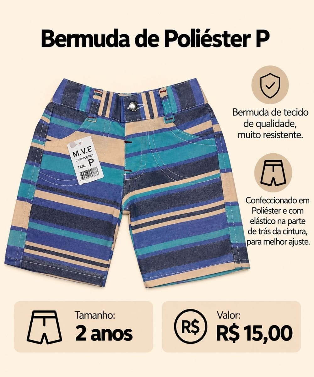 Bermuda de Poliéster - P - Foto 1