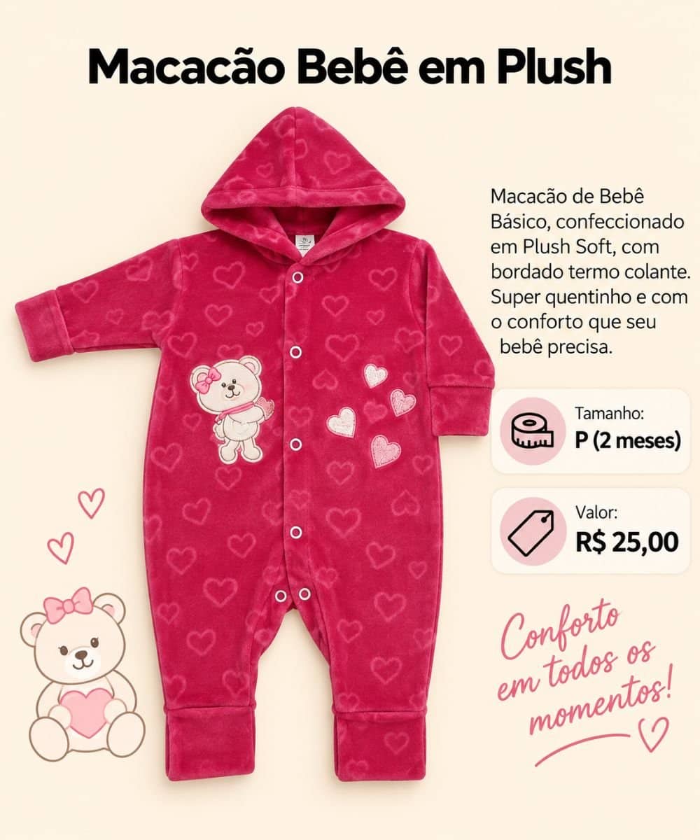 Macacão Bebê em Plush
