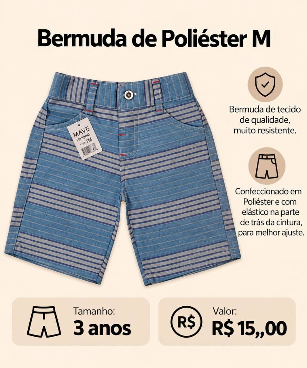 Bermuda de Poliéster - M