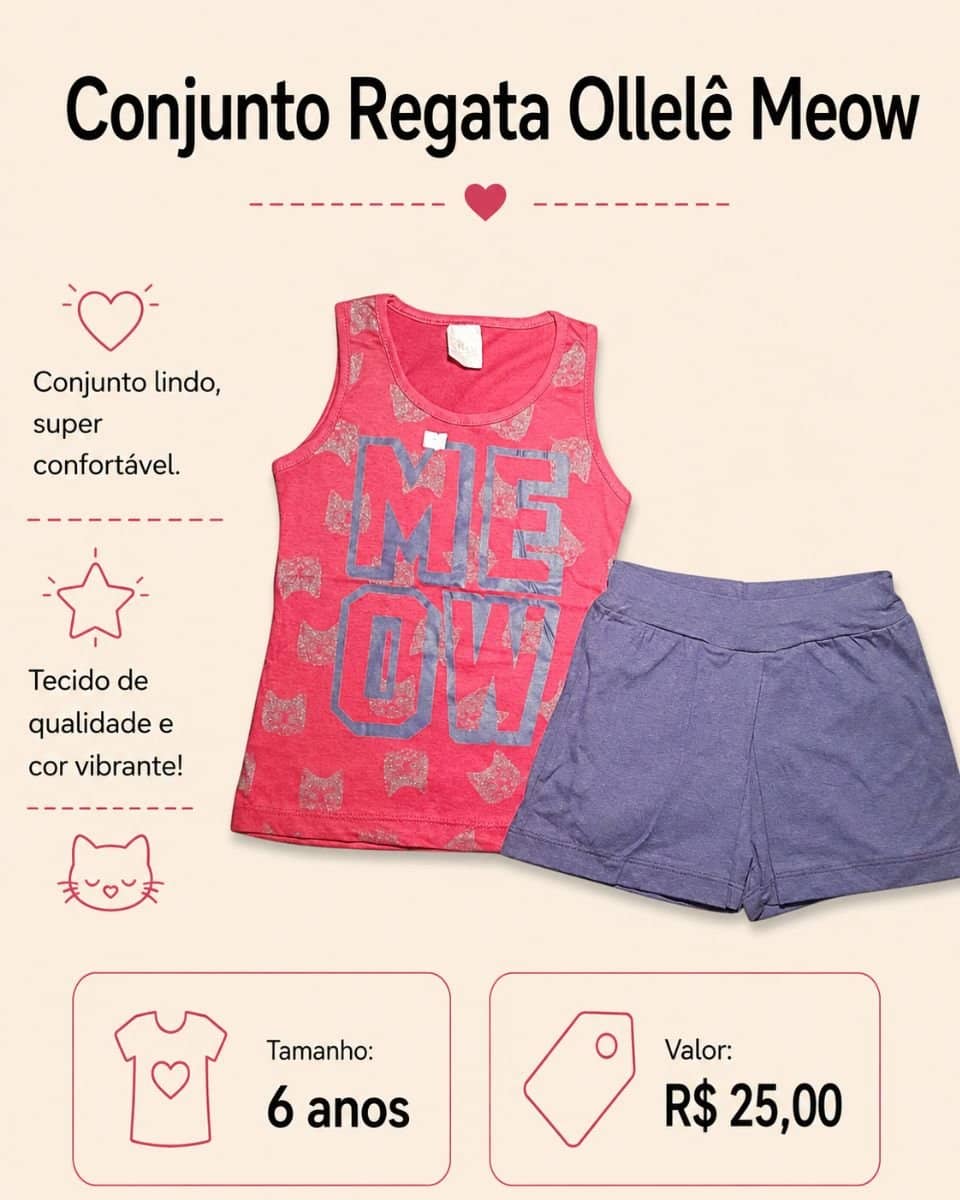 Conjunto Regata - Ollelê Meow