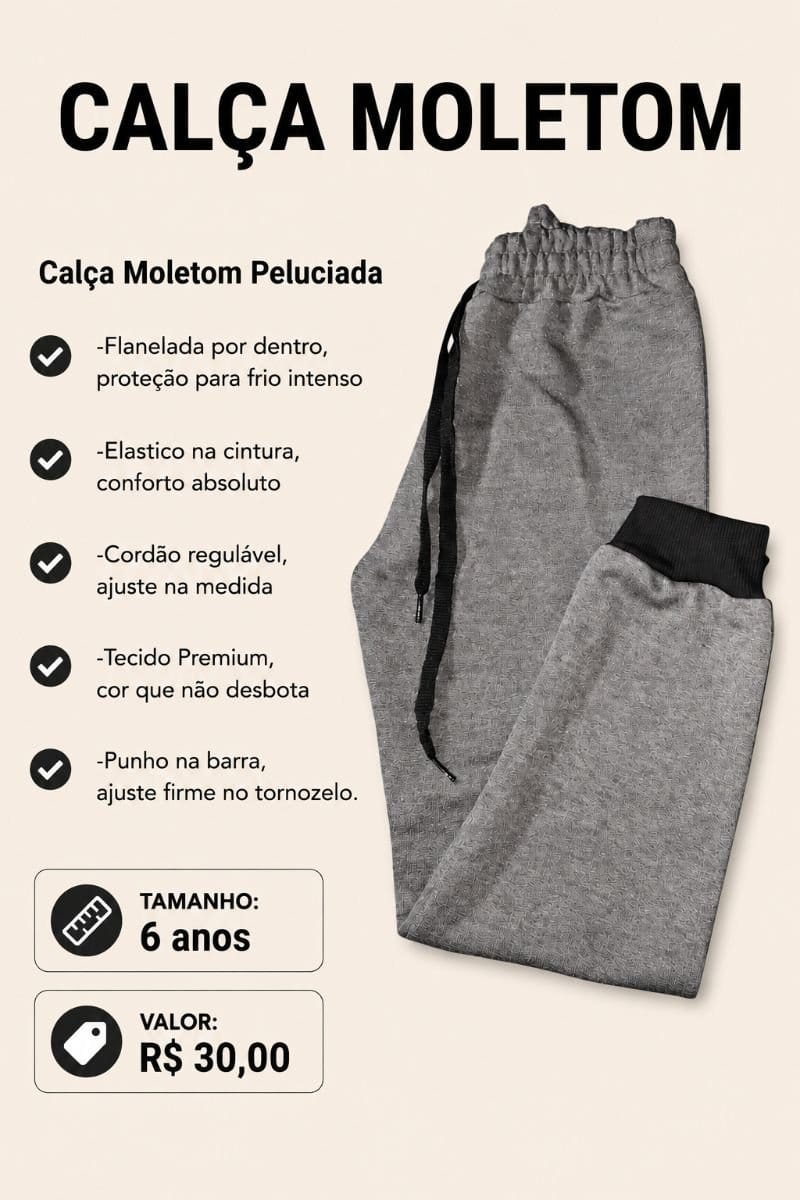 Calça Moletom Peluciada - Foto 1