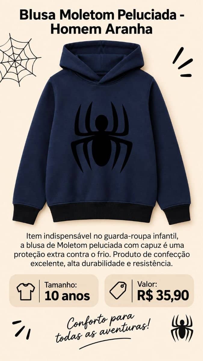 Blusa Moletom Peluciada - Homem-Aranha