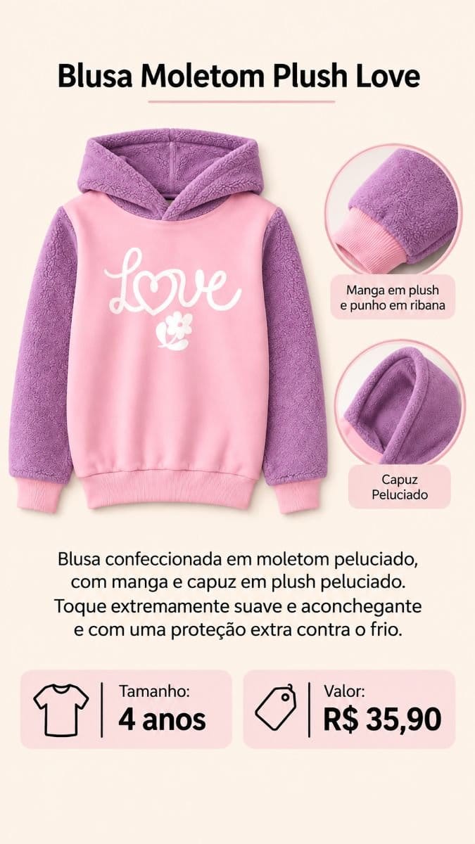 Blusa Moletom - Plush Love - Foto 1
