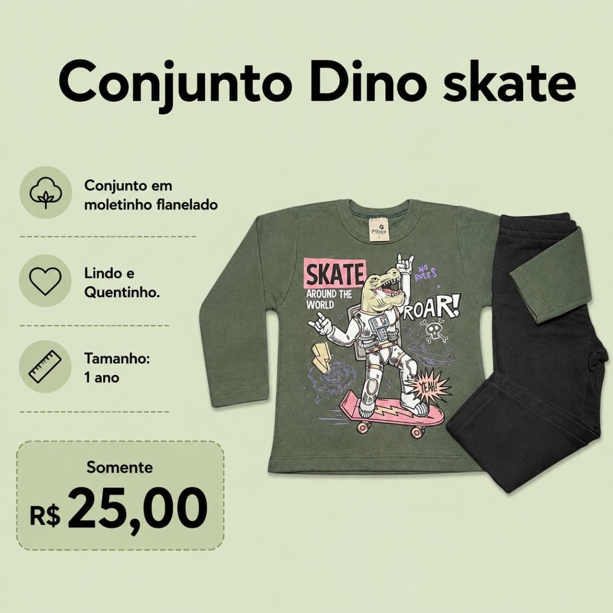 Conjunto Dino Skate - Foto 1