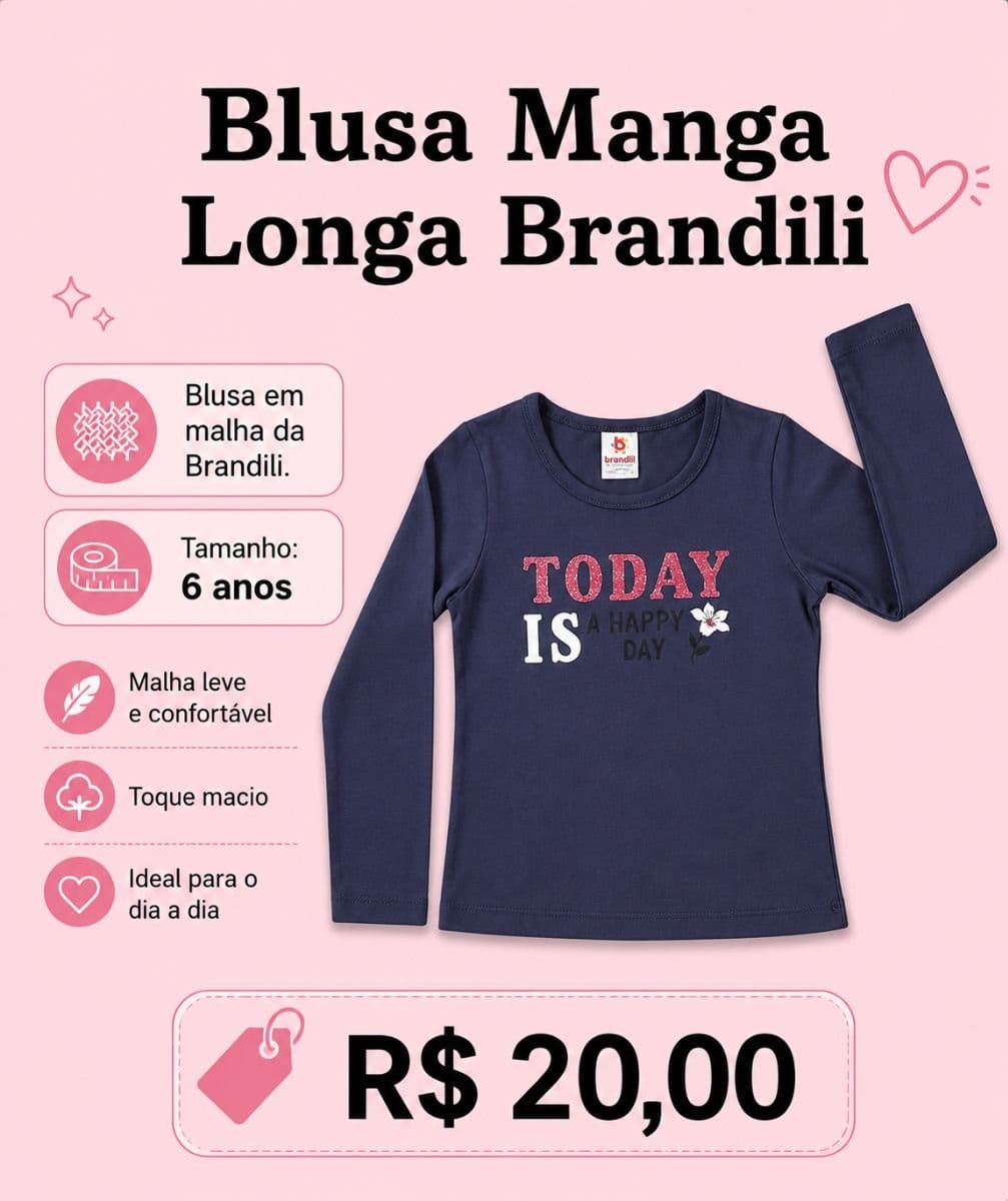 Blusa Manga Longa - Brandili - Foto 1