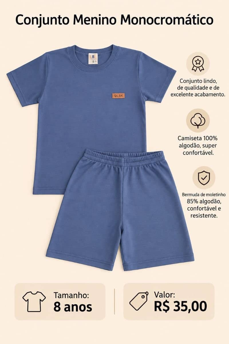 Conjunto Menino Monocromático