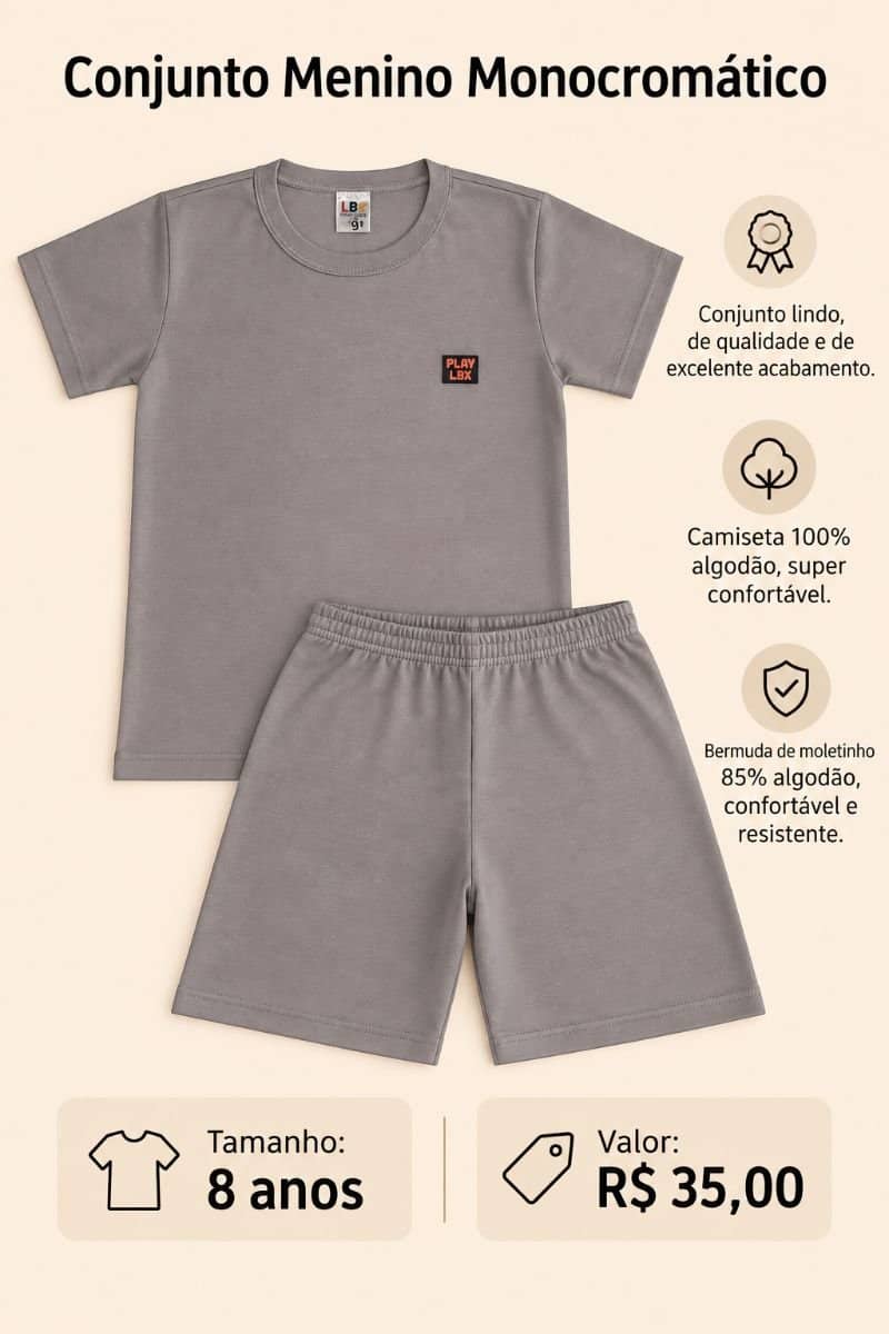 Conjunto Menino Monocromático