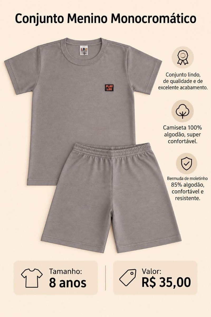 Conjunto Menino Monocromático - Foto 1