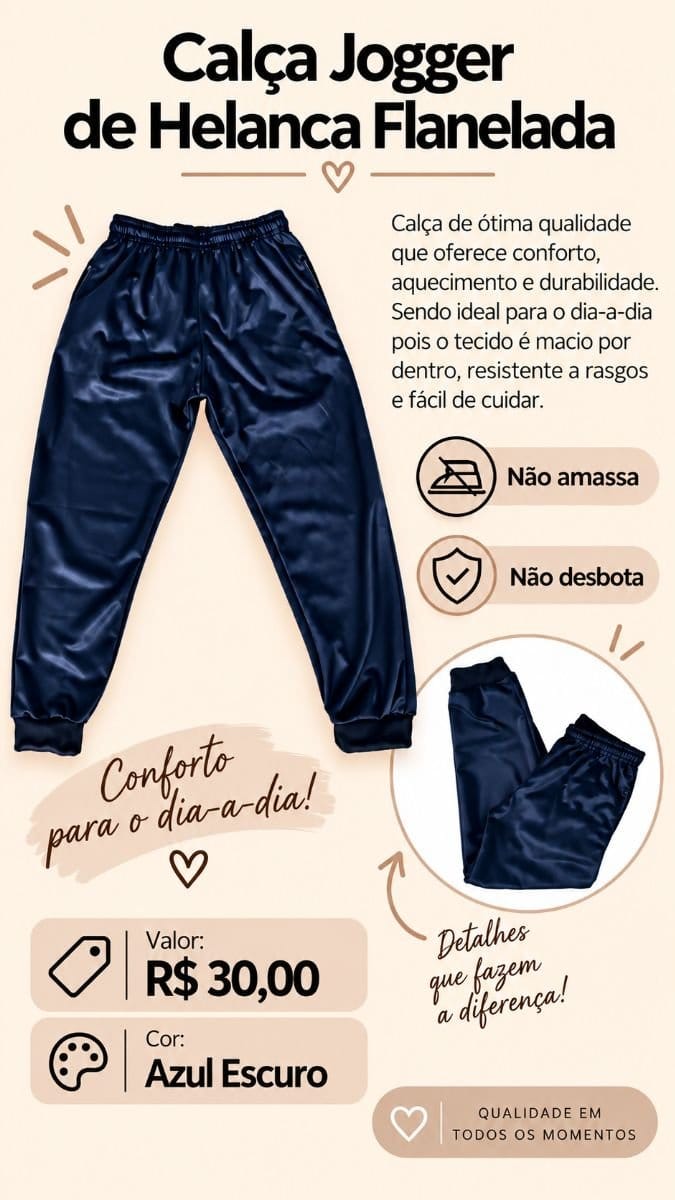 Calça Jogger de Chimpa Flanelada - Foto 1