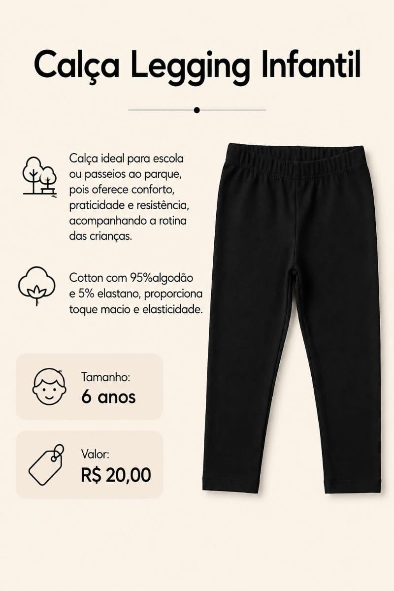 Calça Legging Infantil - Foto 1