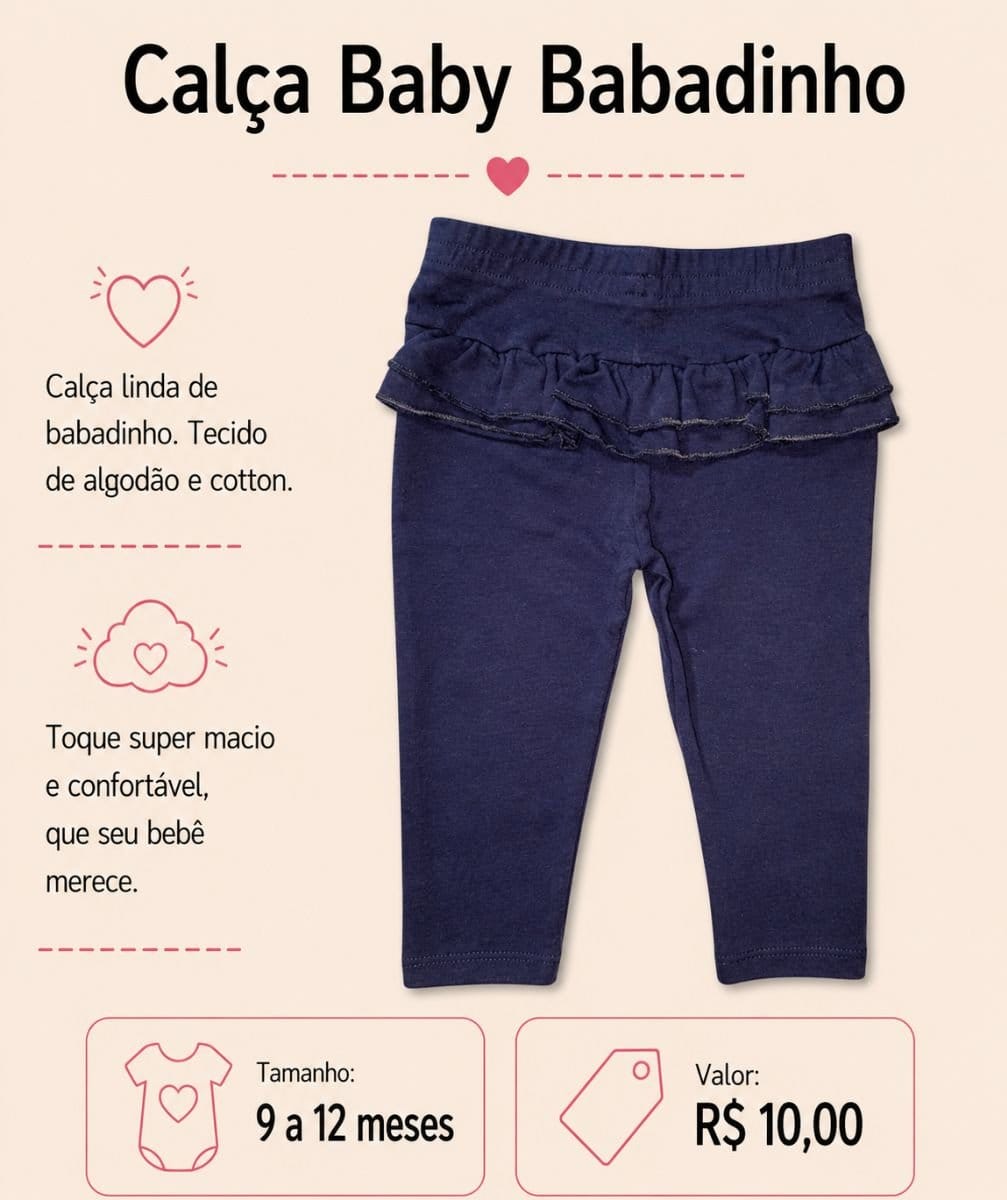 Calça Baby Babadinho - Foto 1