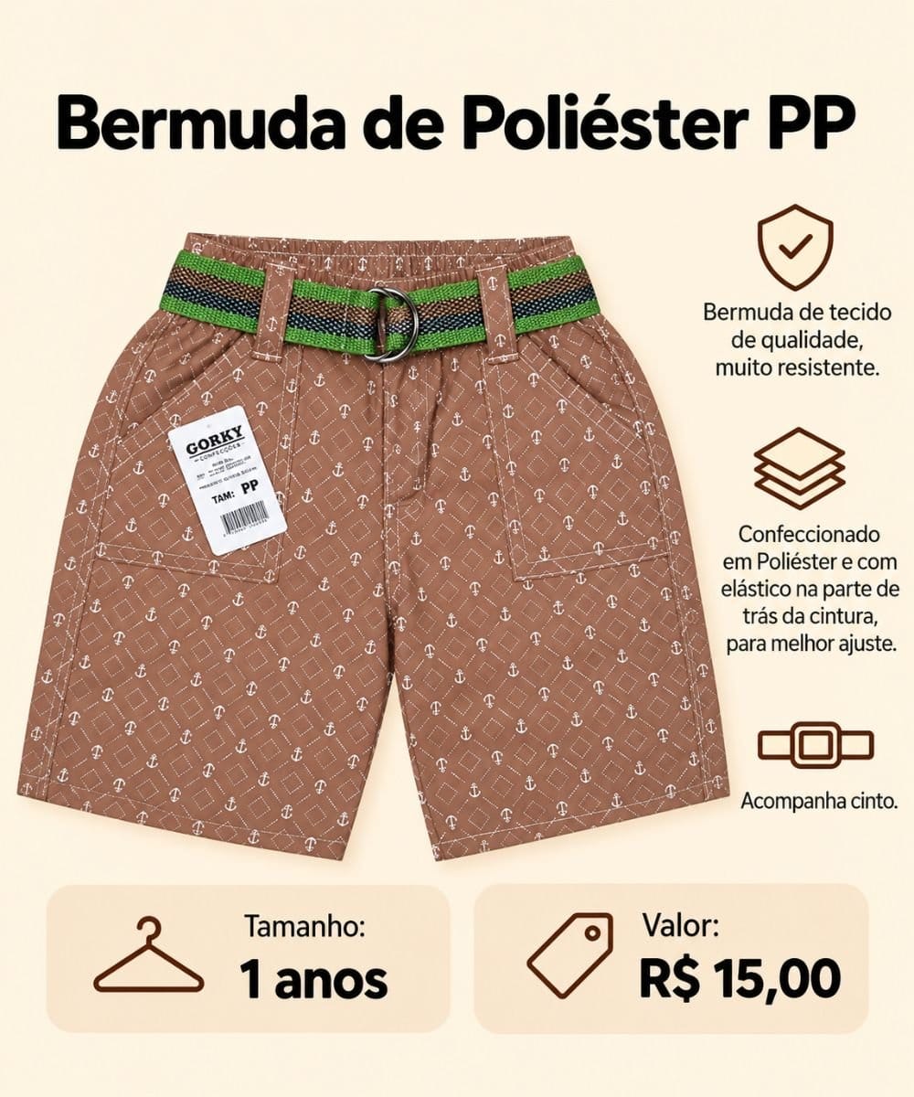 Bermuda de Poliéster - PP - Foto 1