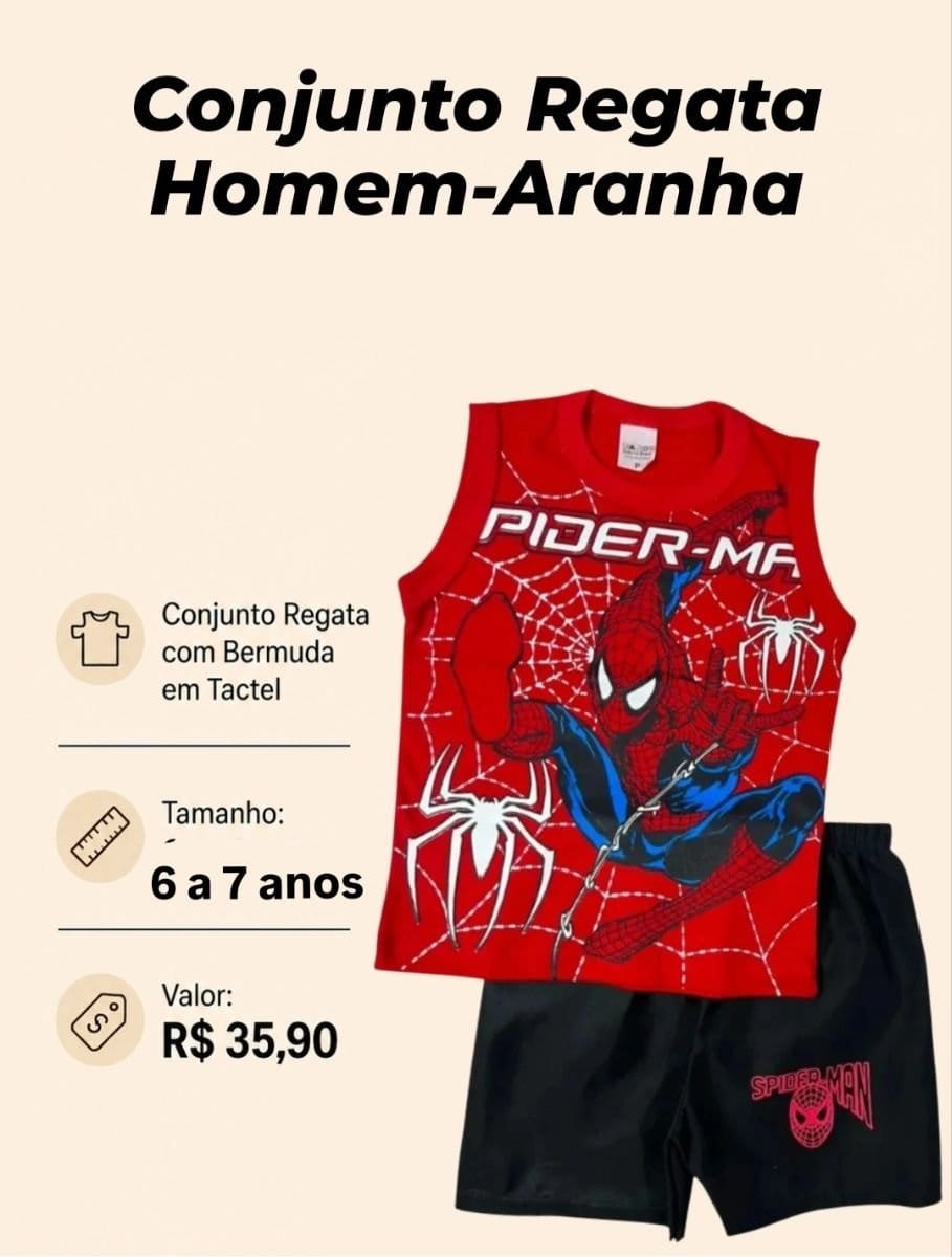 Conjunto Regata - Homem Aranha - Foto 1