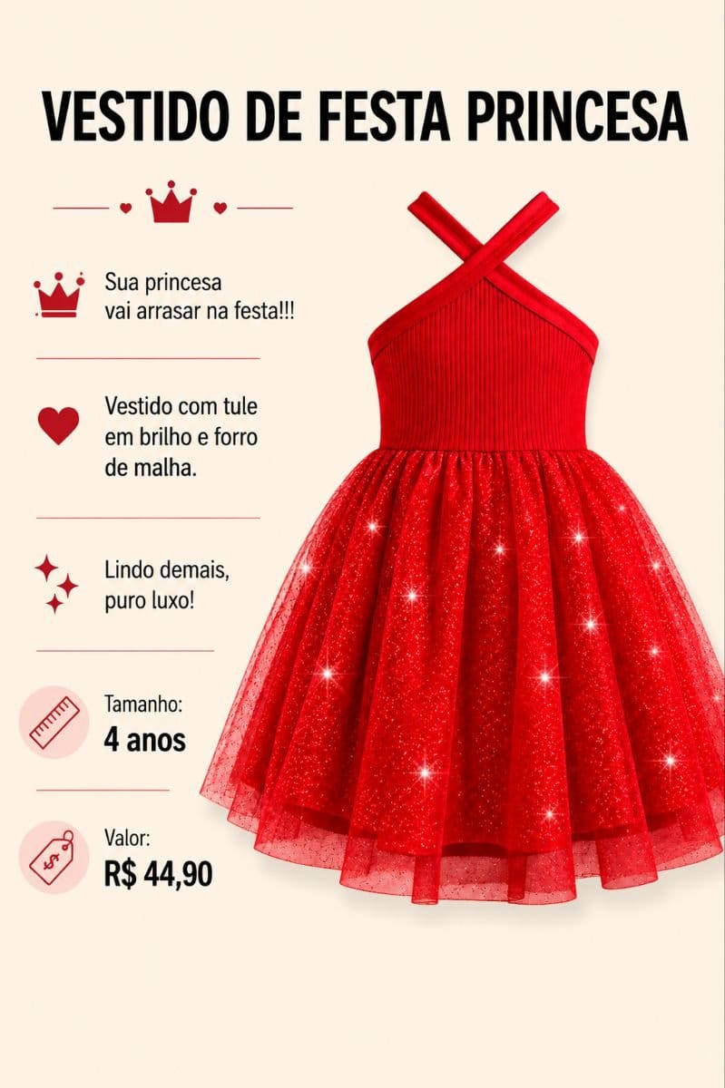 Vestido de Festa Princesa - Foto 1