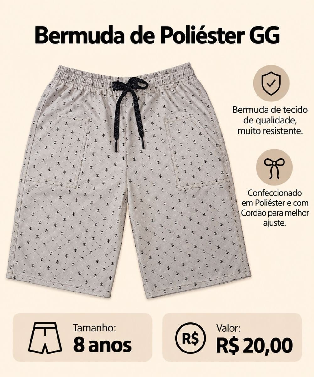 Bermuda de Poliéster - GG - Foto 1