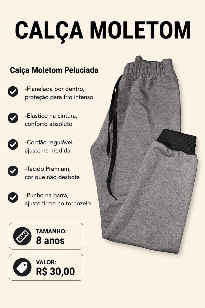Calça Moletom Peluciada - Foto 1
