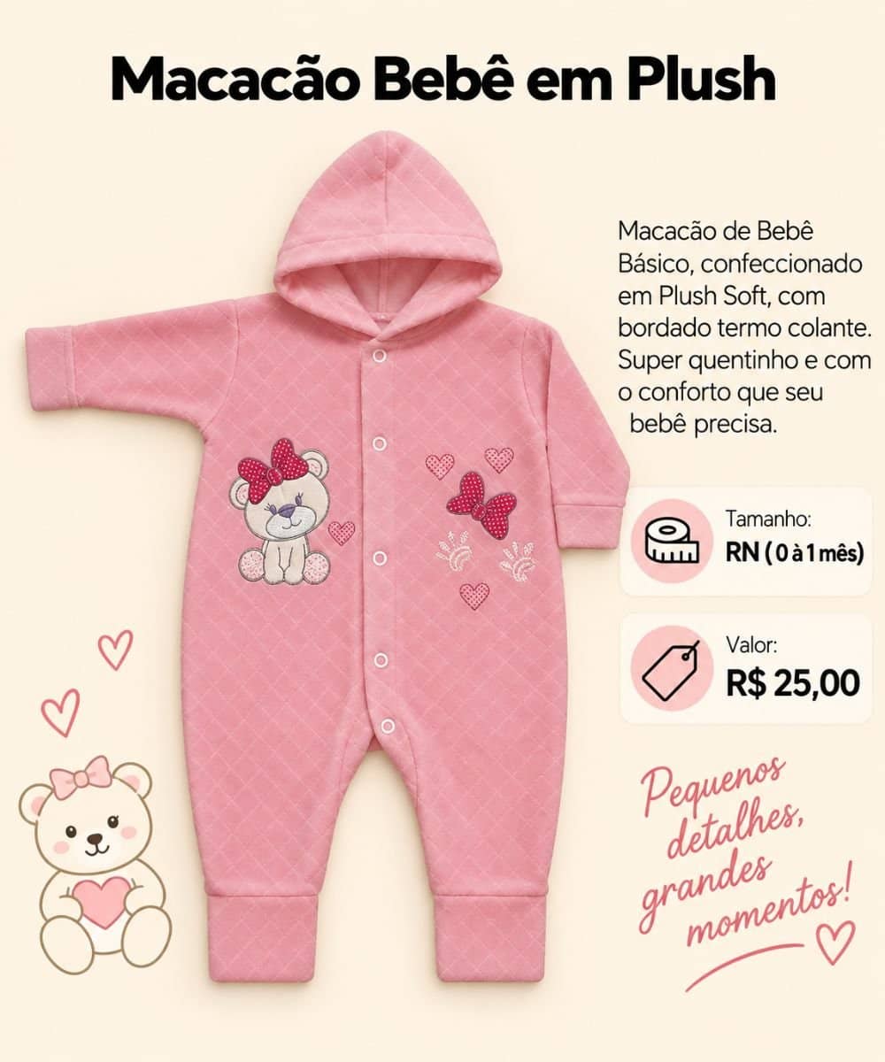 Macacão Bebê em Plush