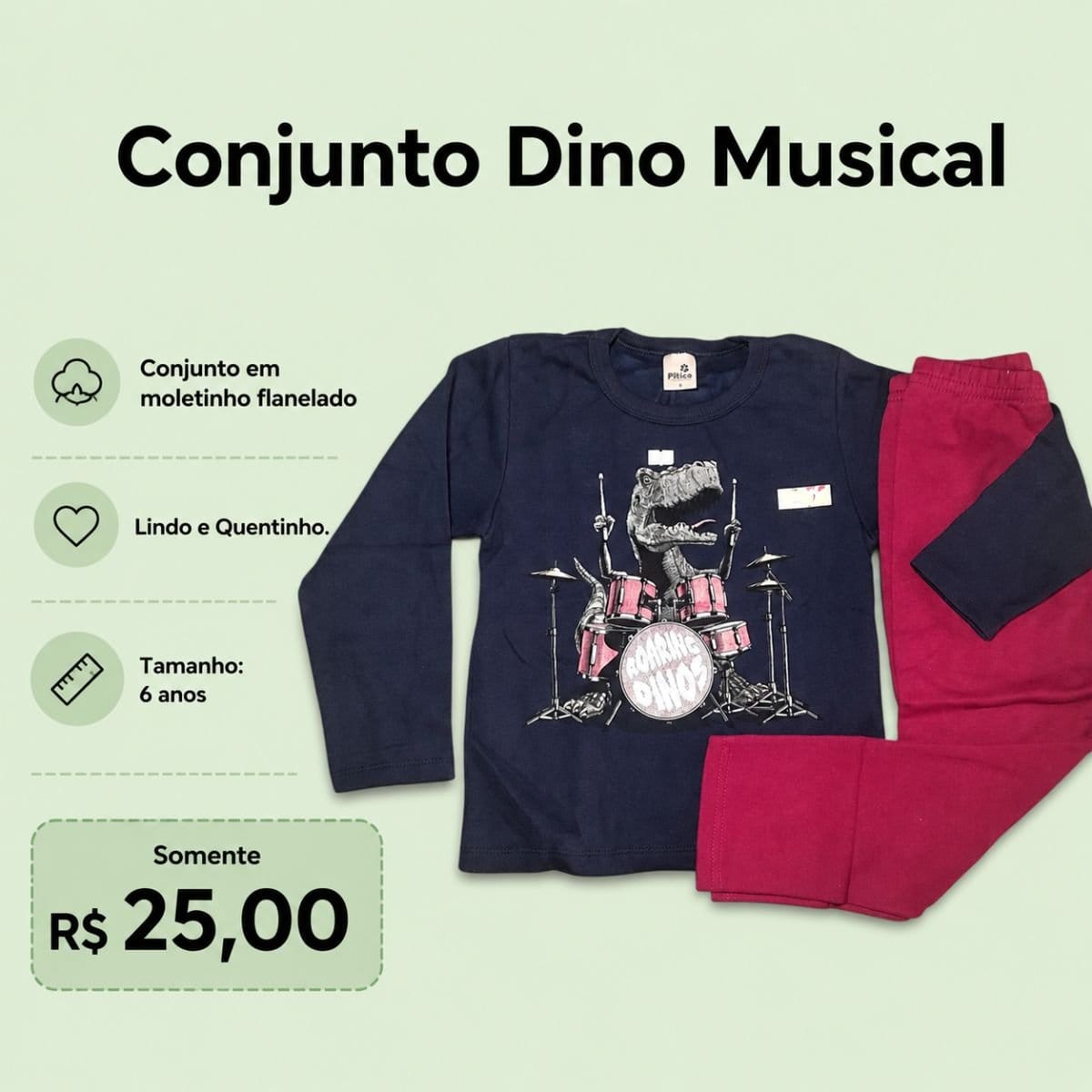 Conjunto Dino Musical - Foto 2