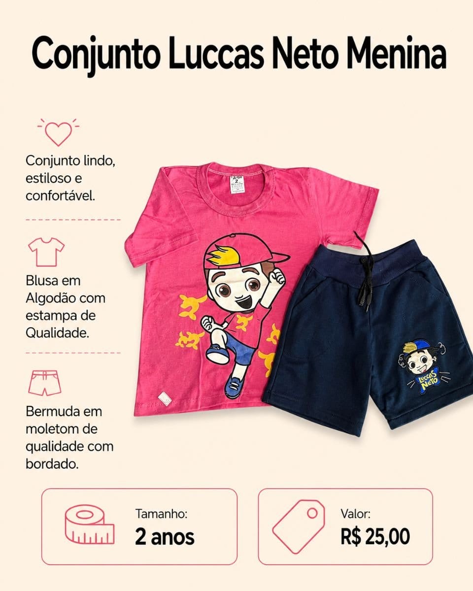 Conjunto Luccas Neto - Menina - Foto 1