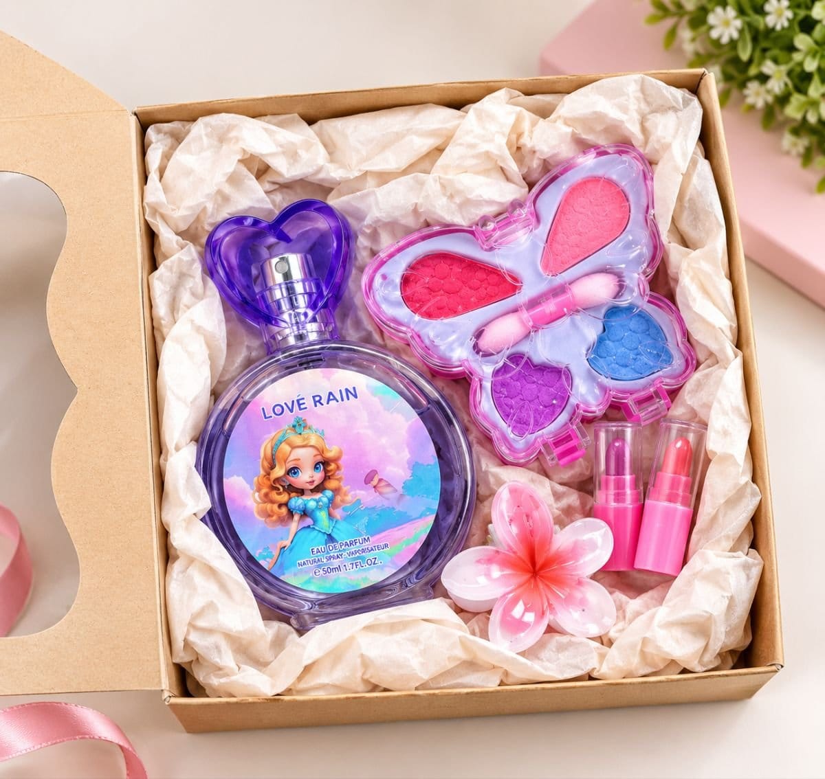 🎀 Caixa Presente Infantil para Menina – Perfume + Kit Maquiagem - Foto 2