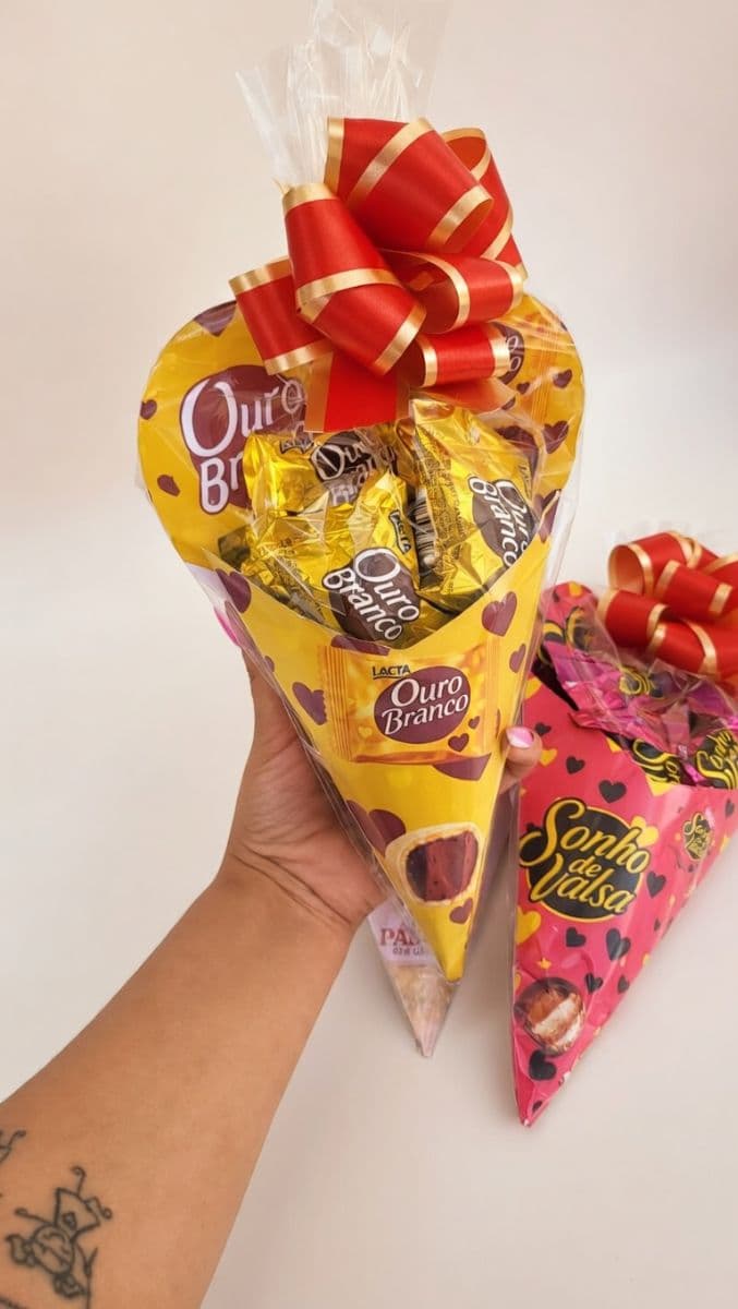 Buquê de Chocolates Sonho de Valsa ou Ouro Branco 💝🍫