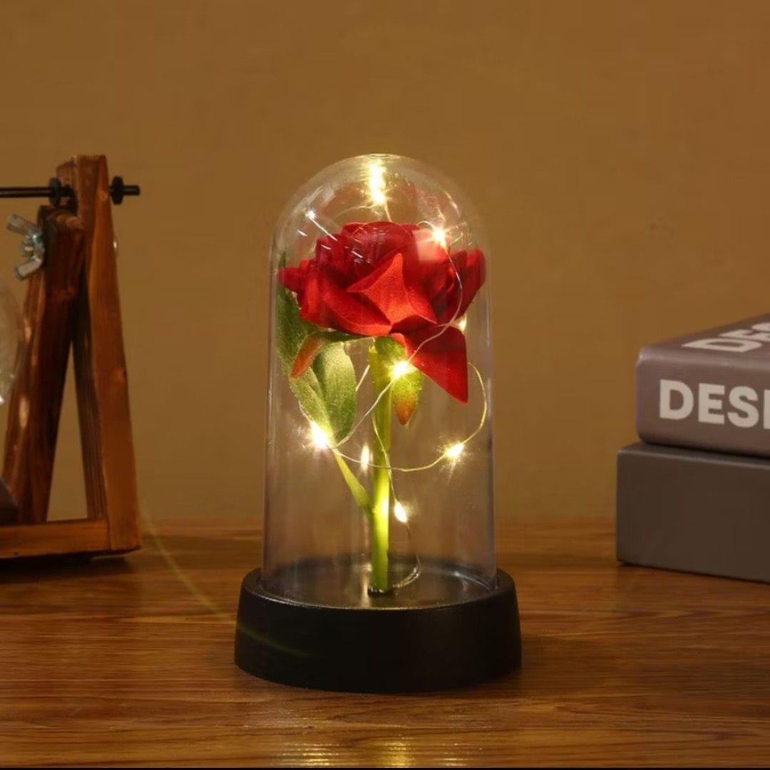 Rosa encantada na cúpula com luzes de fada- presente romântico - Foto 2