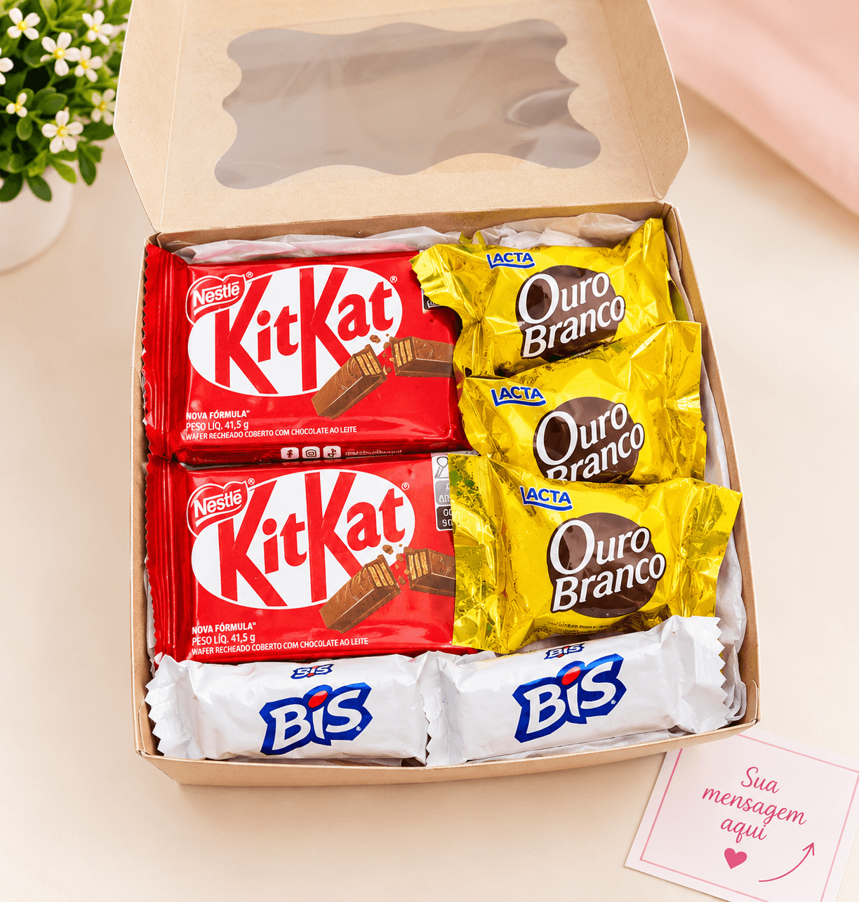 🎁 Caixa Presente com Chocolates | KitKat, Ouro Branco e Bis - Foto 2