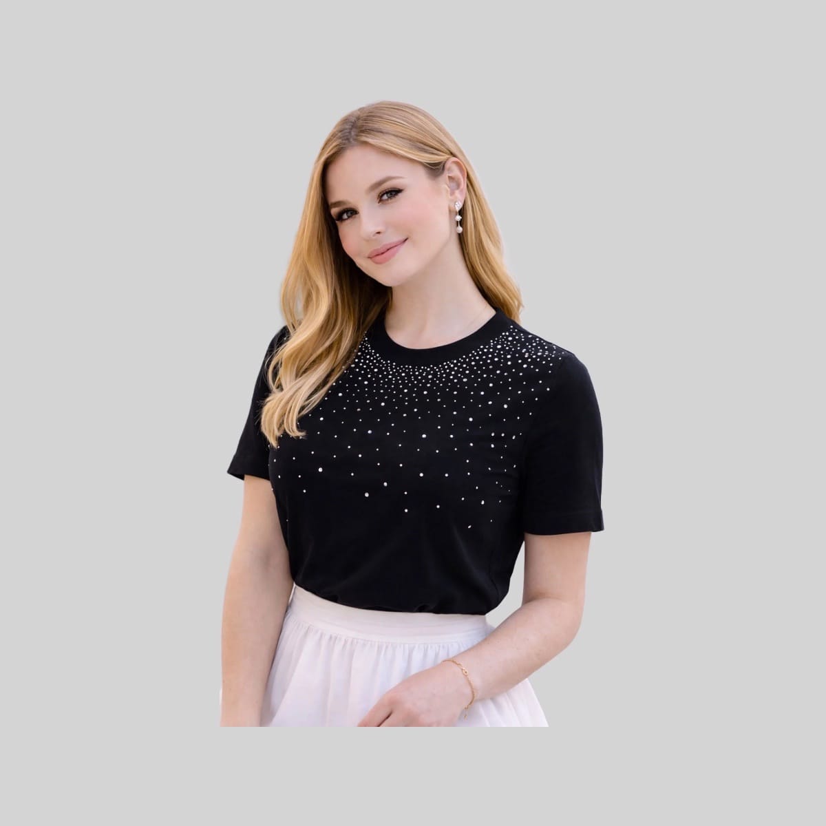 T-shirt preta com strass - Foto 5