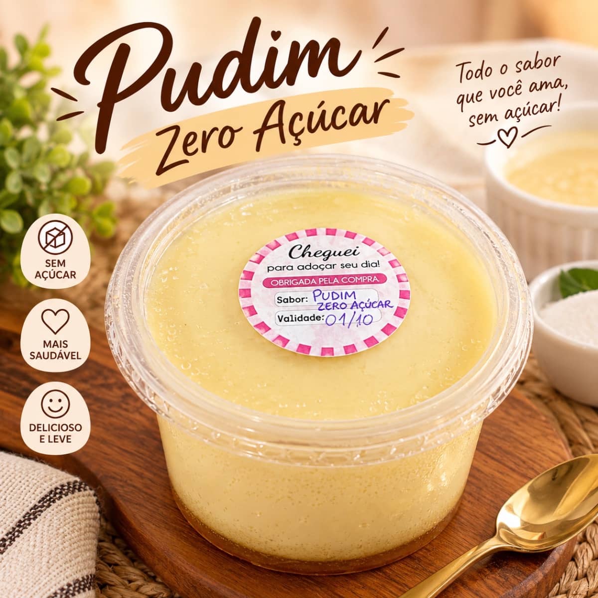 Pudim zero açúcar