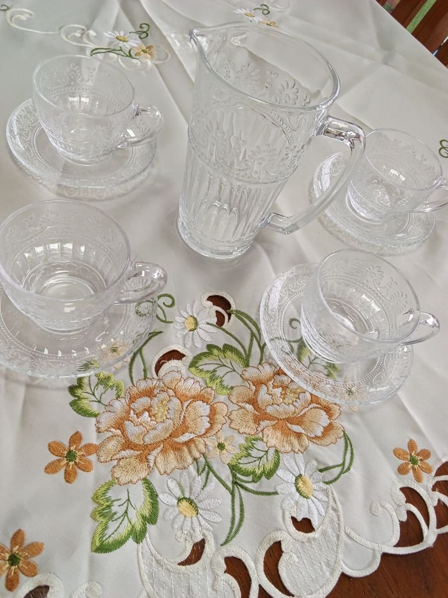 Conjunto 4 xícaras e pires cristal elegância - Foto 2