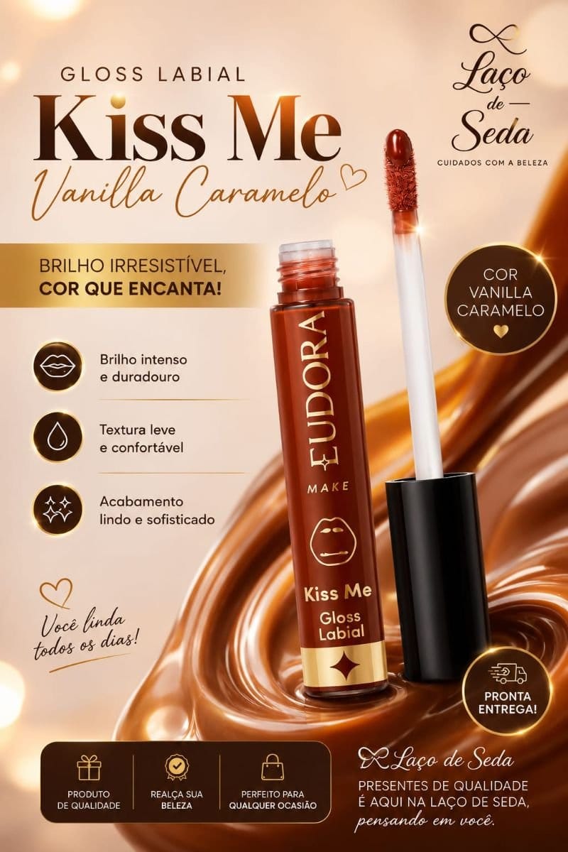Batom gloss labial canela ou vanila caramelo - Foto 1