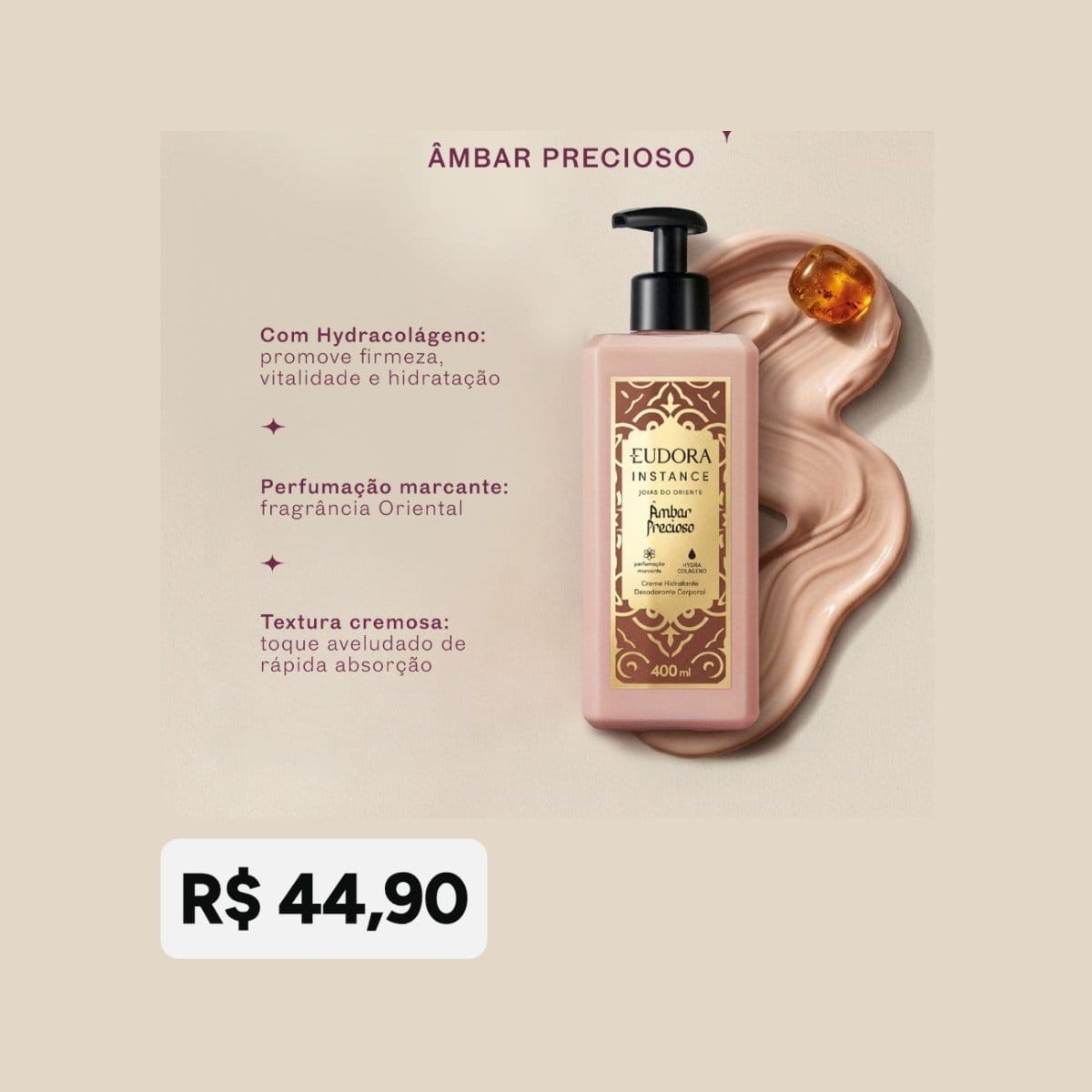 Creme hidratante desodorante corporal âmbar precioso - Foto 2
