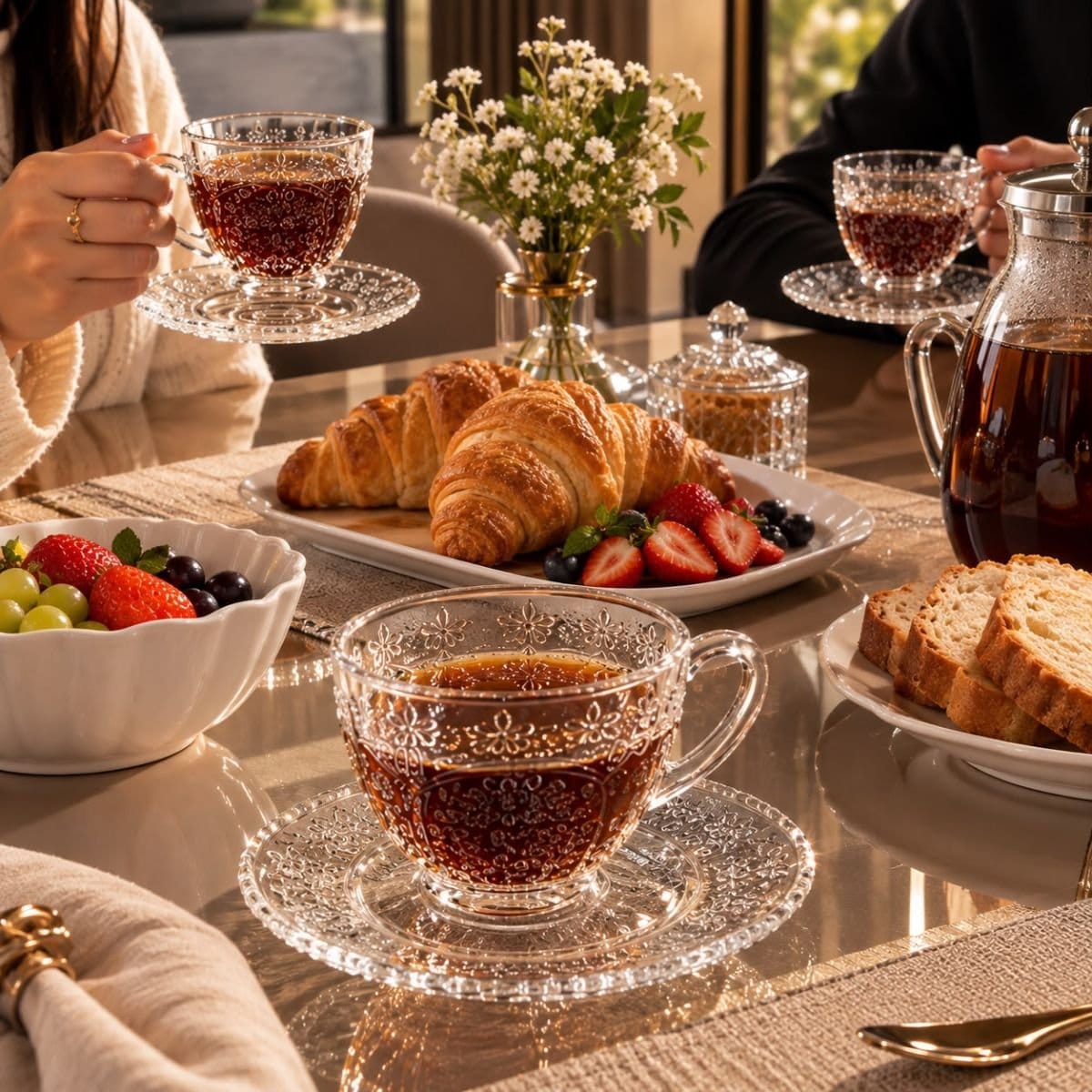 Conjunto 4 xícaras e pires cristal elegância - Foto 4