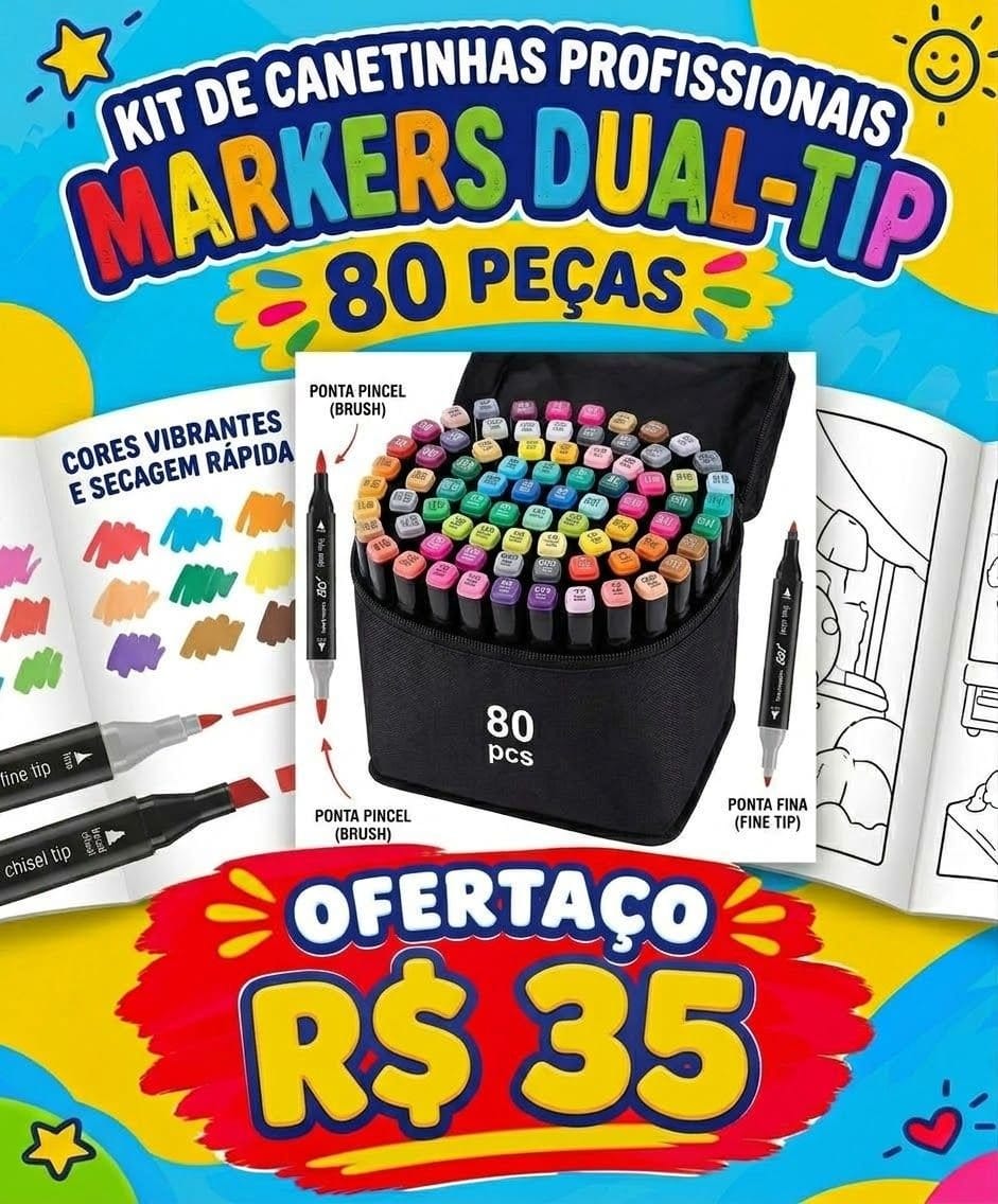 Canetinhas 2 pontas 80 peças - Foto 1