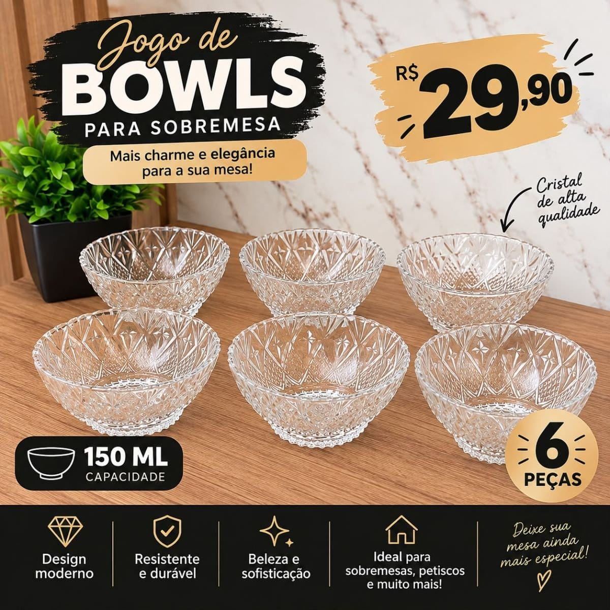 Jogo com 6 bowls 150ml - Foto 1