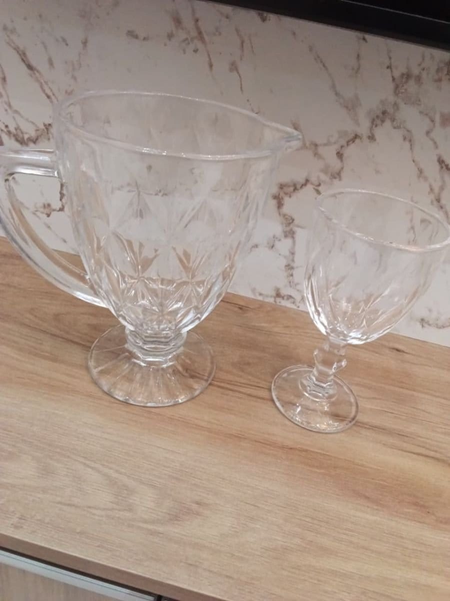 Conjunto jarra (1,2L) com 4 taças (330ml) vidro - Foto 4