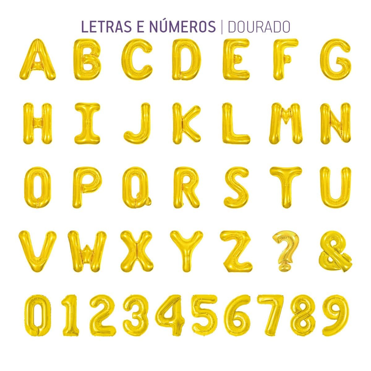 Letras e Números Dourado