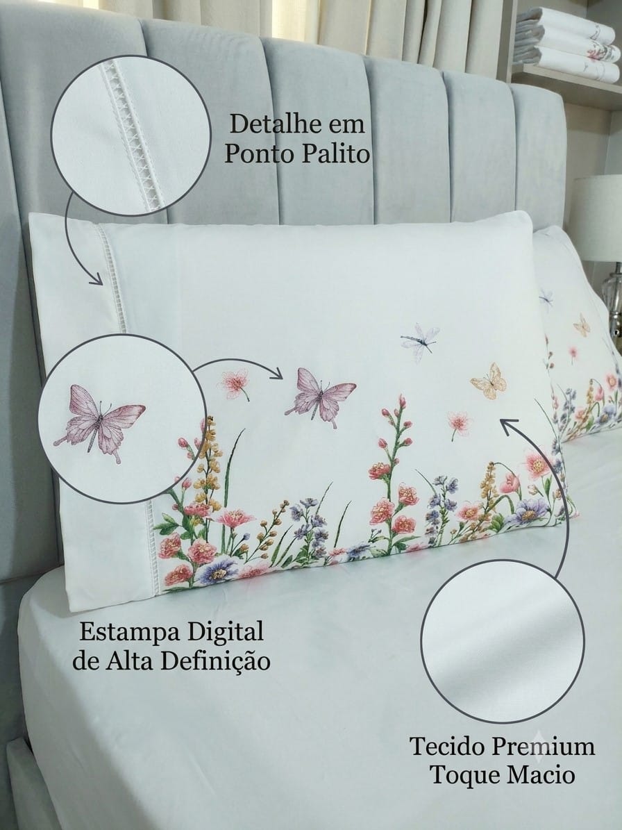 PAR DE FRONHAS ESTAMPADAS PONTO PALITO 2 PEÇAS (PAR) - Foto 2
