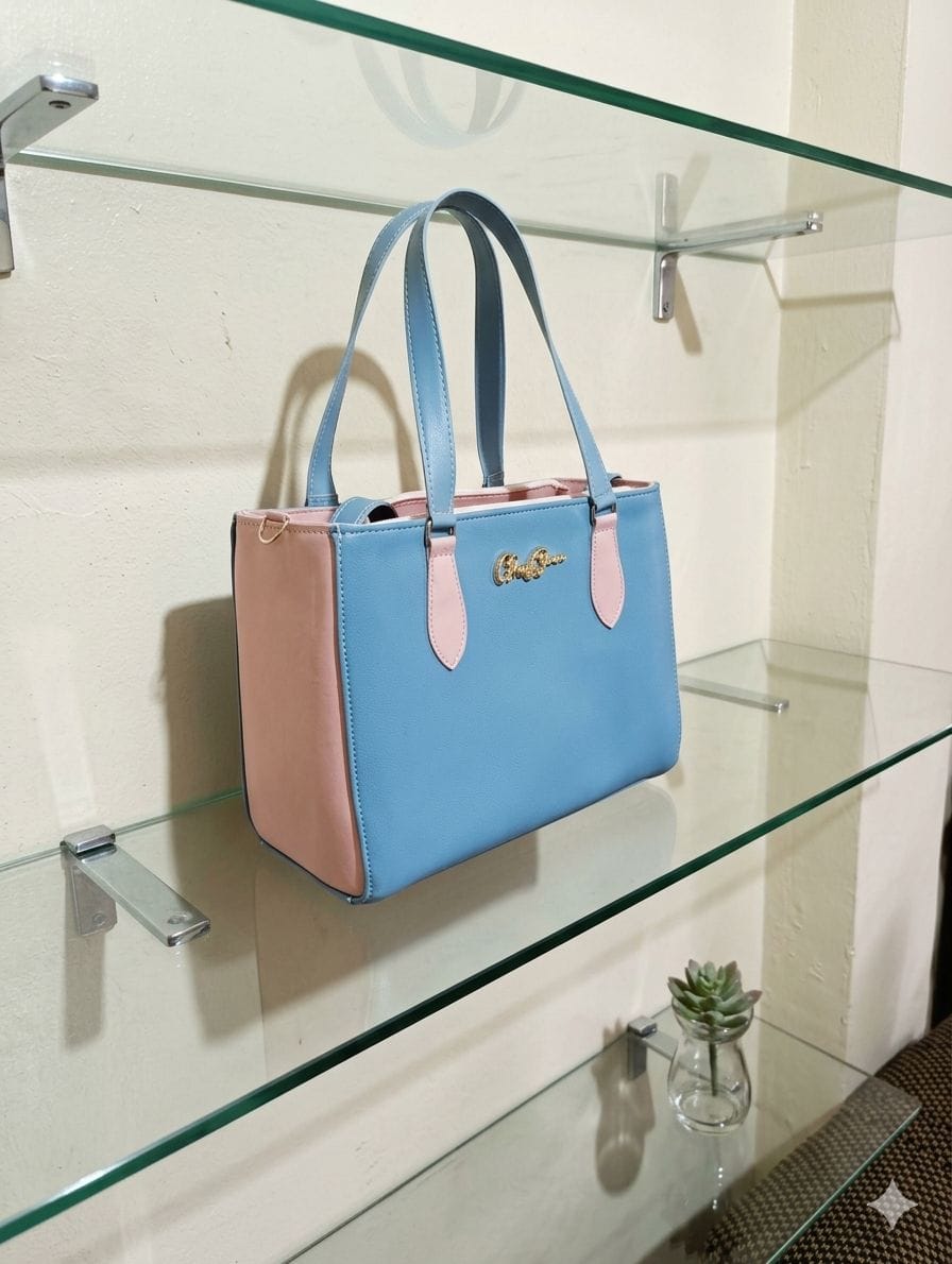 Bolsa belíssima, na cor azul com rosé - Foto 2