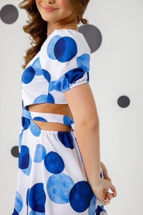 Vestido Cibele poá azul - Foto 3
