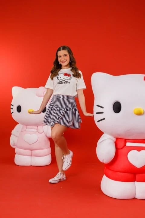 Combinadinho Tee + Short Saia ( Hello Kitty Charms) preto - Foto 3