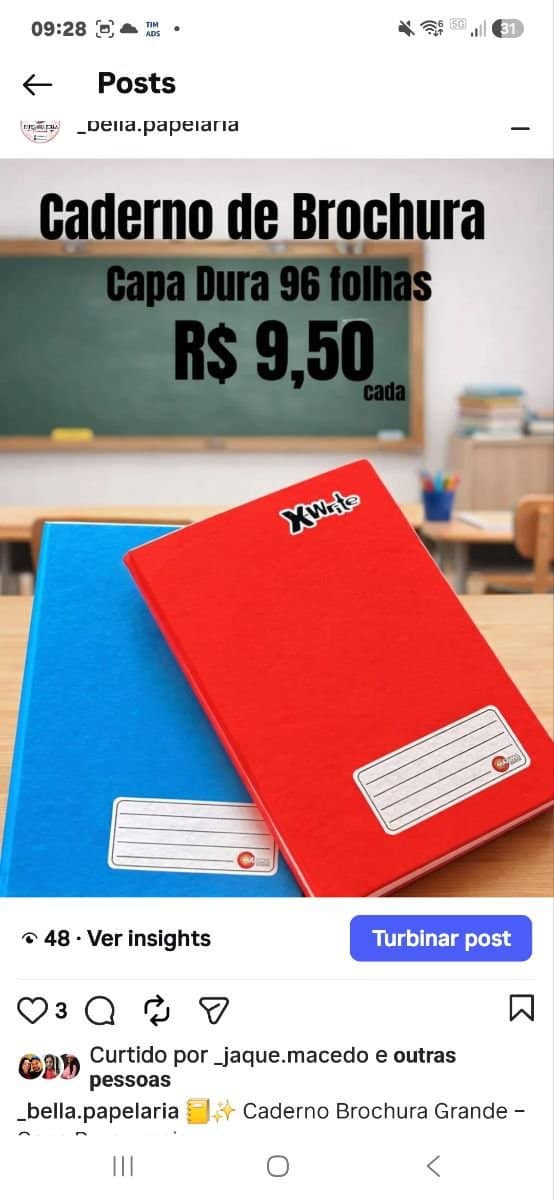 Caderno Brochura Pequeno 96fls