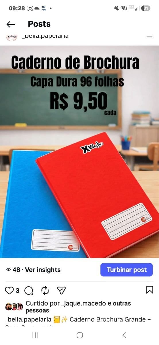 Caderno Brochura Pequeno 96fls - Foto 1