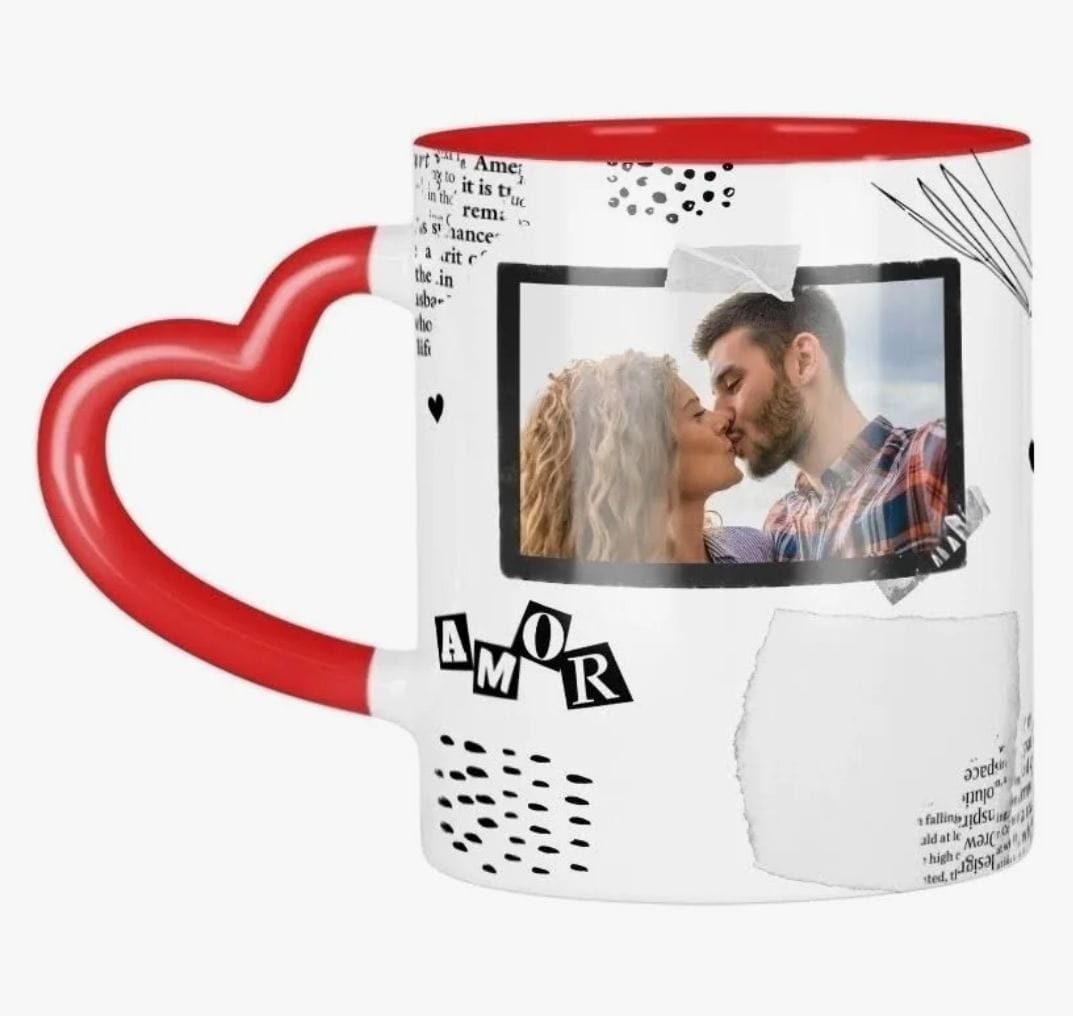 Caneca vermelha coração - Foto 1