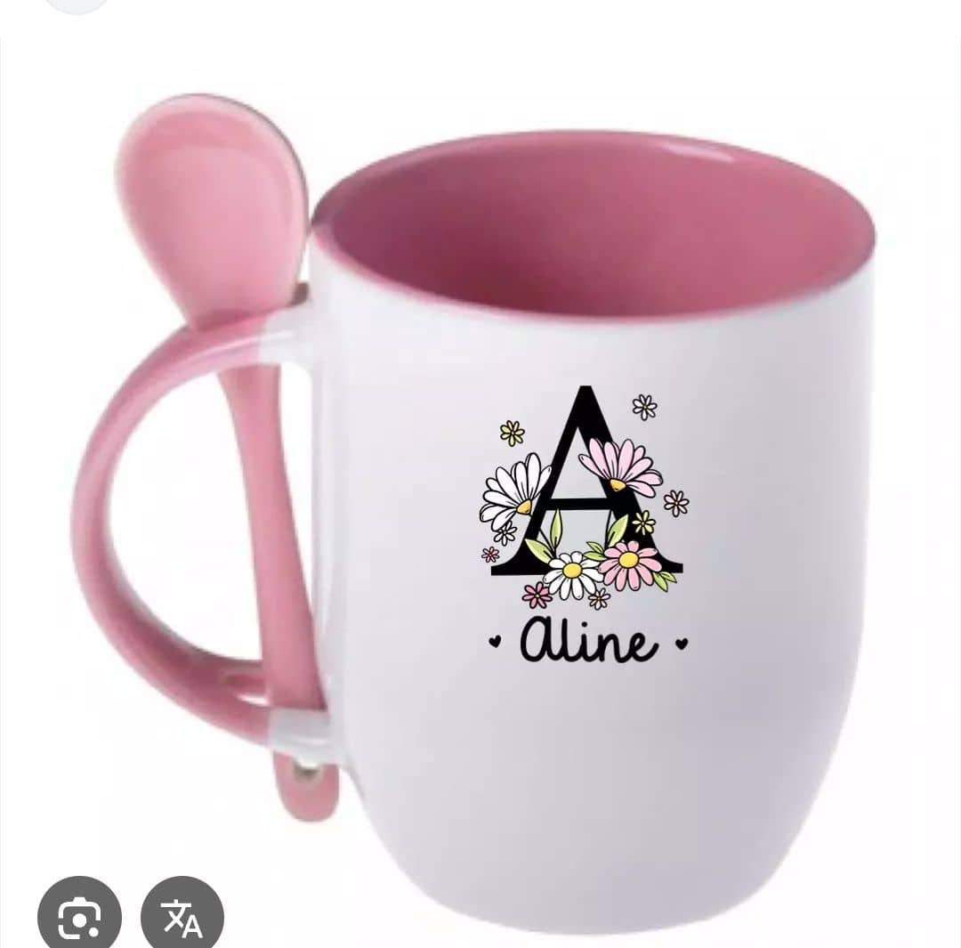 Caneca rosa colher
