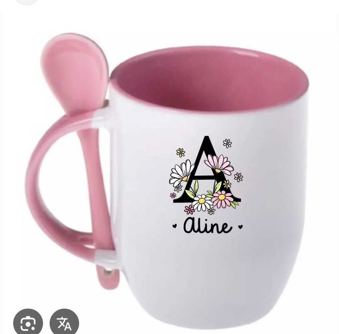 Caneca rosa colher - Foto 1