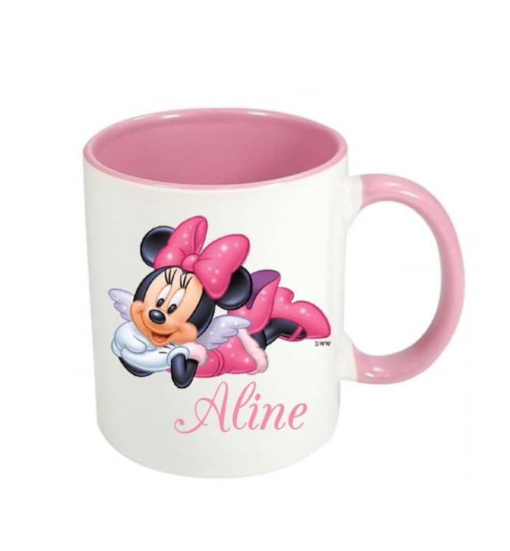 Caneca branca com rosa