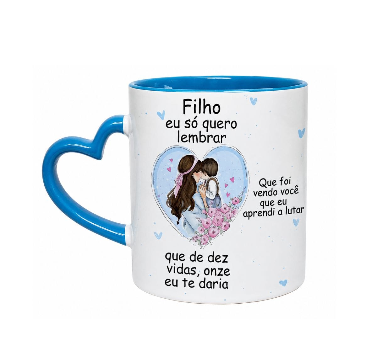 Caneca azul coração - Foto 1
