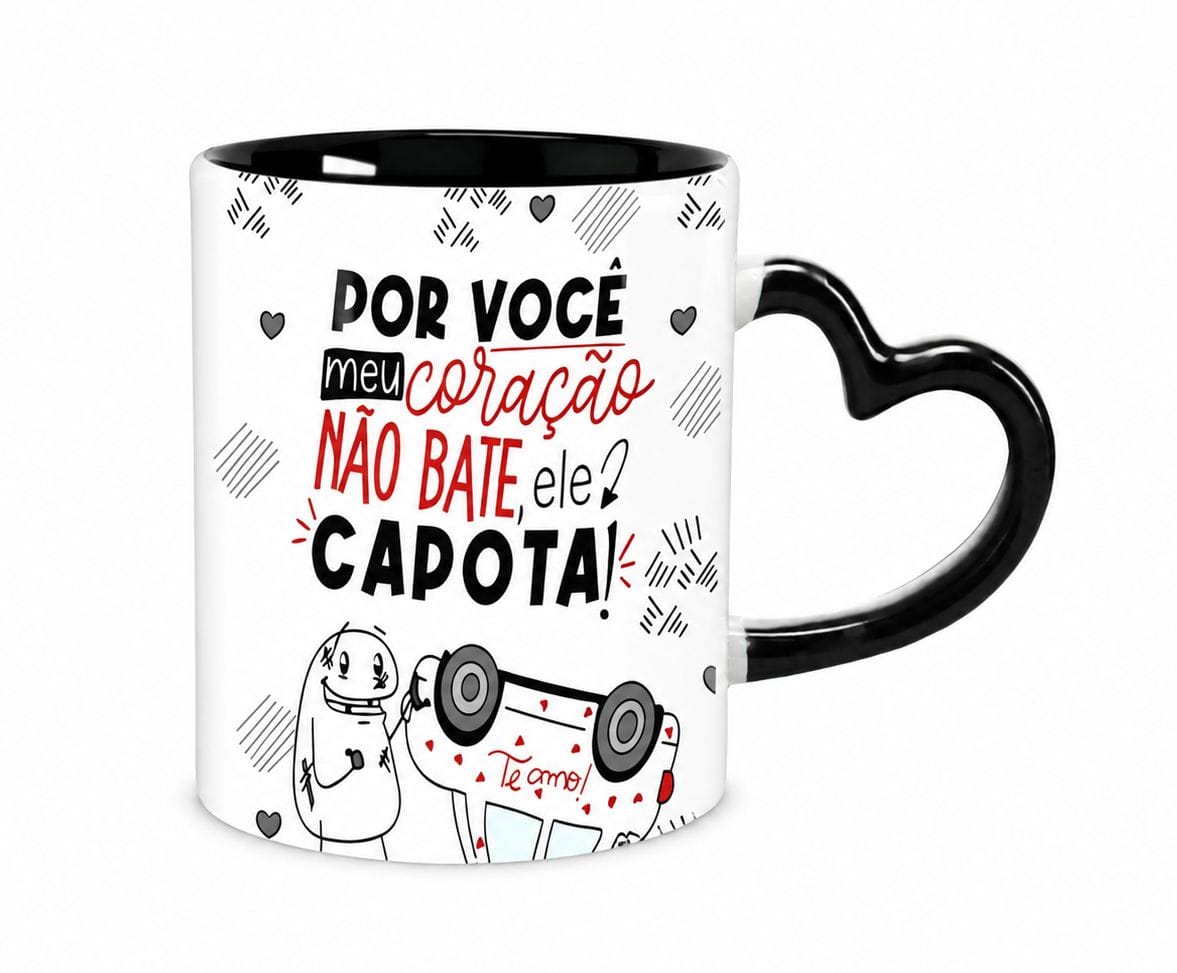 Caneca preta coração - Foto 1