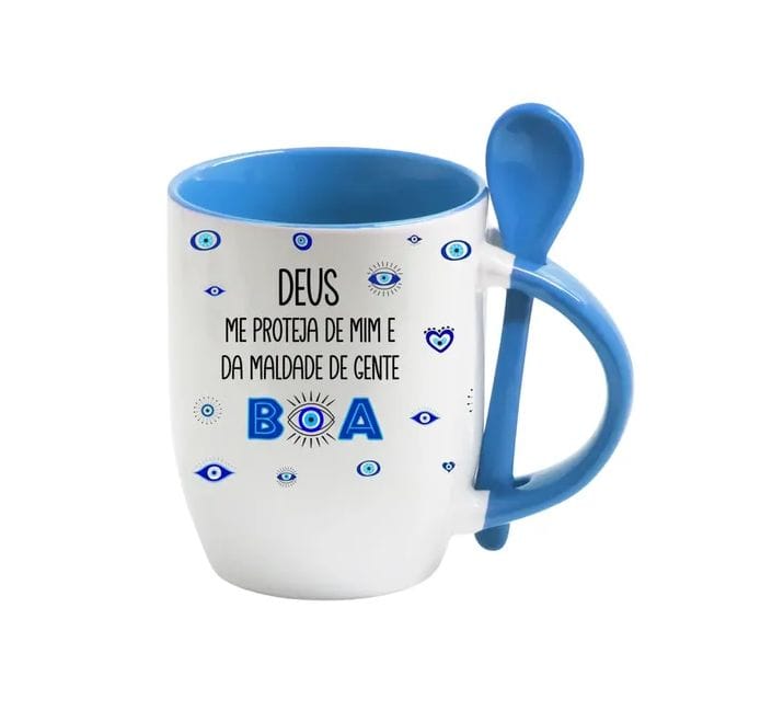 Caneca azul colher - Foto 1